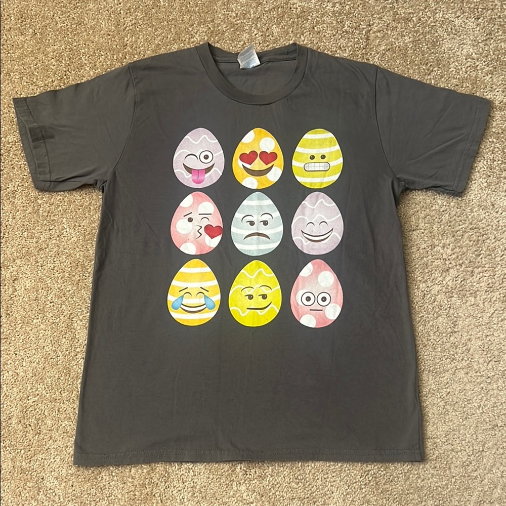 Port and Company Kids Emoji Easter Egg Tee - Charcoal Youth Large